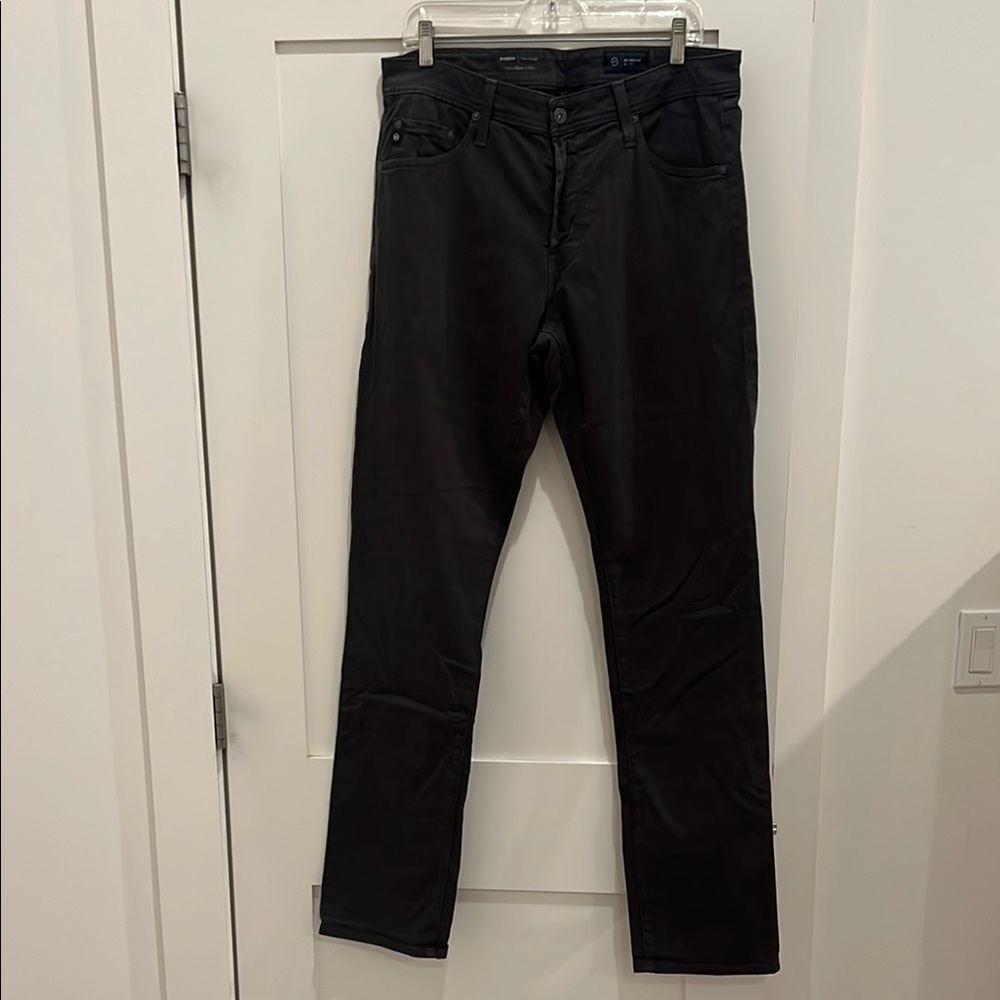 AG Everett Sueded Stretch Sateen slim straight leg pants size 33x34 in drk grey